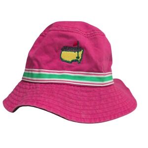 Masters American Needle Pink Green Cotton Bucket Hat Golf Tournament Golfer XS